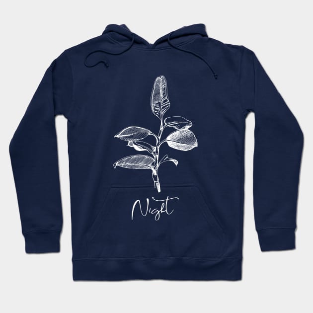 Night. Graphic image of ficus for designs. Hoodie by ElizabethArt